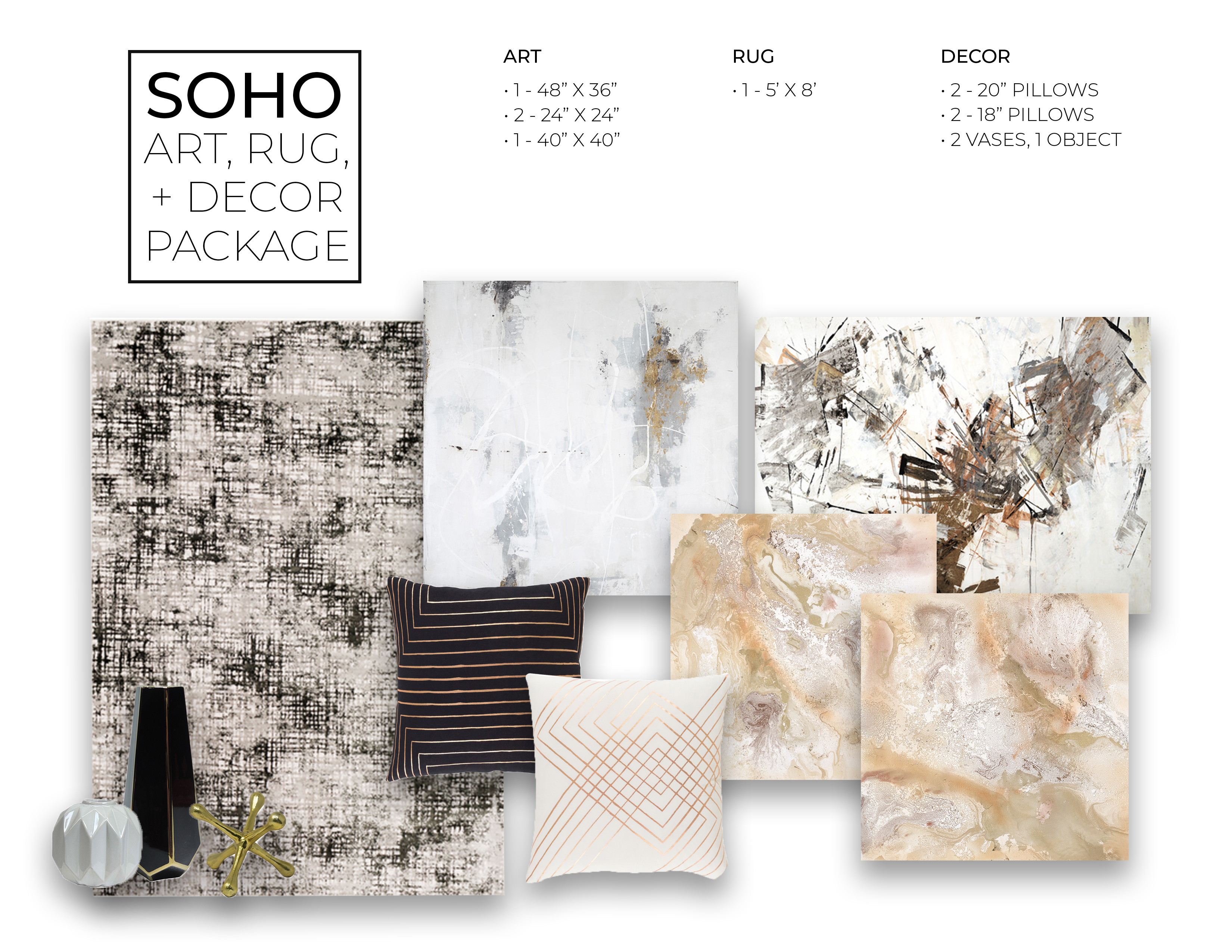 Soho Art, Rug, + Decor Package